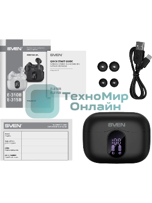 Наушники TWS SVEN E-315B черный, внутриканальные, Bluetooth, сенсорное управление, до 5 ч