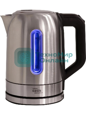 Чайник электрический Oasis K-5SWS стальной+черный 1,7л 2200Вт