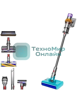 Пылесос вертикальный Dyson V15s Detect Submarine (448798-01) серый, питание от аккумулятора, 240 Вт, уборка влажная/сухая, пылесборник 0,76 л, работа от АКБ max 60 мин.