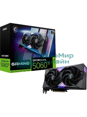 Видеокарта MSI RTX 5060 Ti 16G GAMING, NVIDIA RTX 5060 Ti, 16 ГБ GDDR7, 128 бит, PCI-e 5.0, 1xHDMI, 3xDP, 2587 МГц