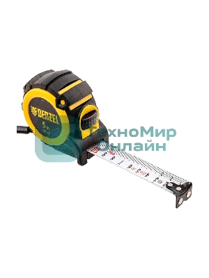 Рулетка Denzel 5м х 25мм, автоматич. фиксац., нейлон. покрытие, магнит. зацеп, двухстор. разметка