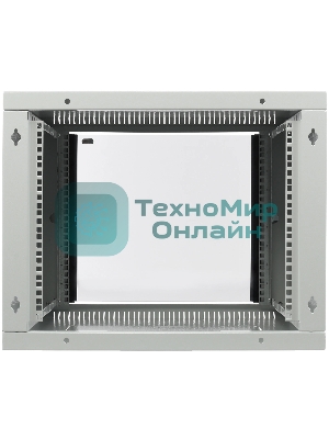 Шкаф настенный ЦМО ШРН-Э-9.650 9U 600x650мм пер.дв.стекл несъемные бок.пан. серый