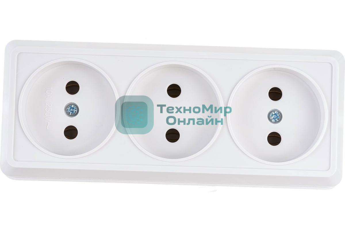 Розетка 3-м ОП Октава 10А IP20 без заземл. бел. IEK ERO30-K01-10-DC