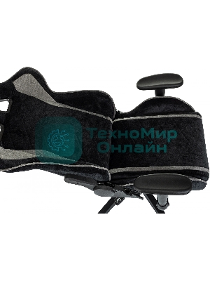 Кресло Zombie Drift/F черный/серый, экокожа, 120 кг, механизм качания, подставка для ног