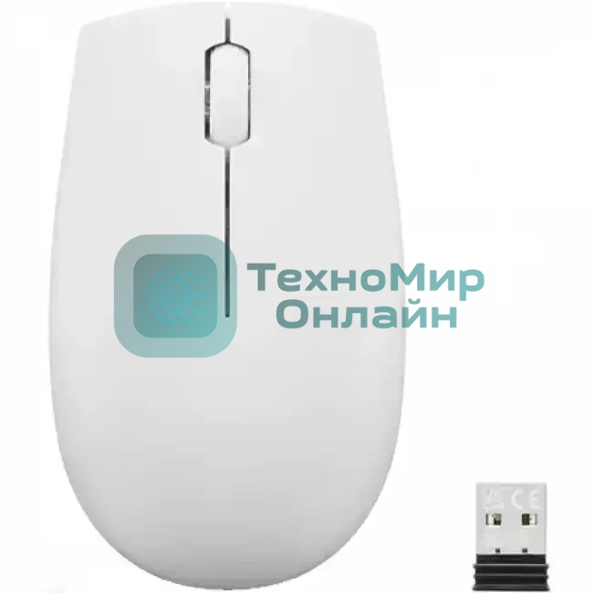 Мышь беспроводная Lenovo 300 светло-серый, 1000 dpi, радиоканал, USB, кнопки - 3