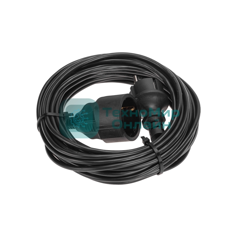 Удлинитель-шнур PROconnect ПВС 3х0,75 мм², 10 м, с/з, 6А, 1300 Вт, IP20, черный