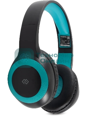 Беспроводные/проводные наушники Digma BT-15 черный/голубой, накладные, Bluetooth + проводной, складная конструкция, до 10 ч