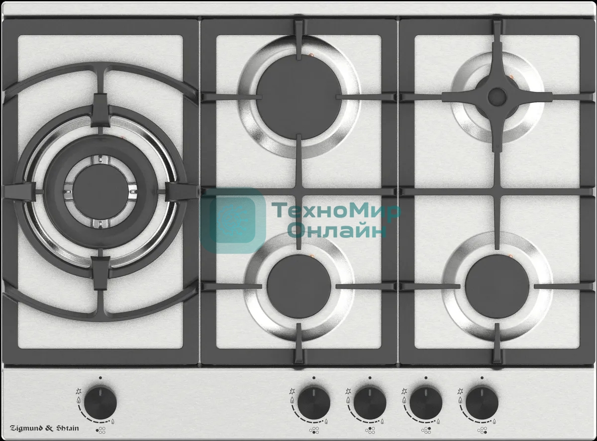 Газовая варочная панель Zigmund & Shtain G 14.7 S независимая, нержавеющая сталь