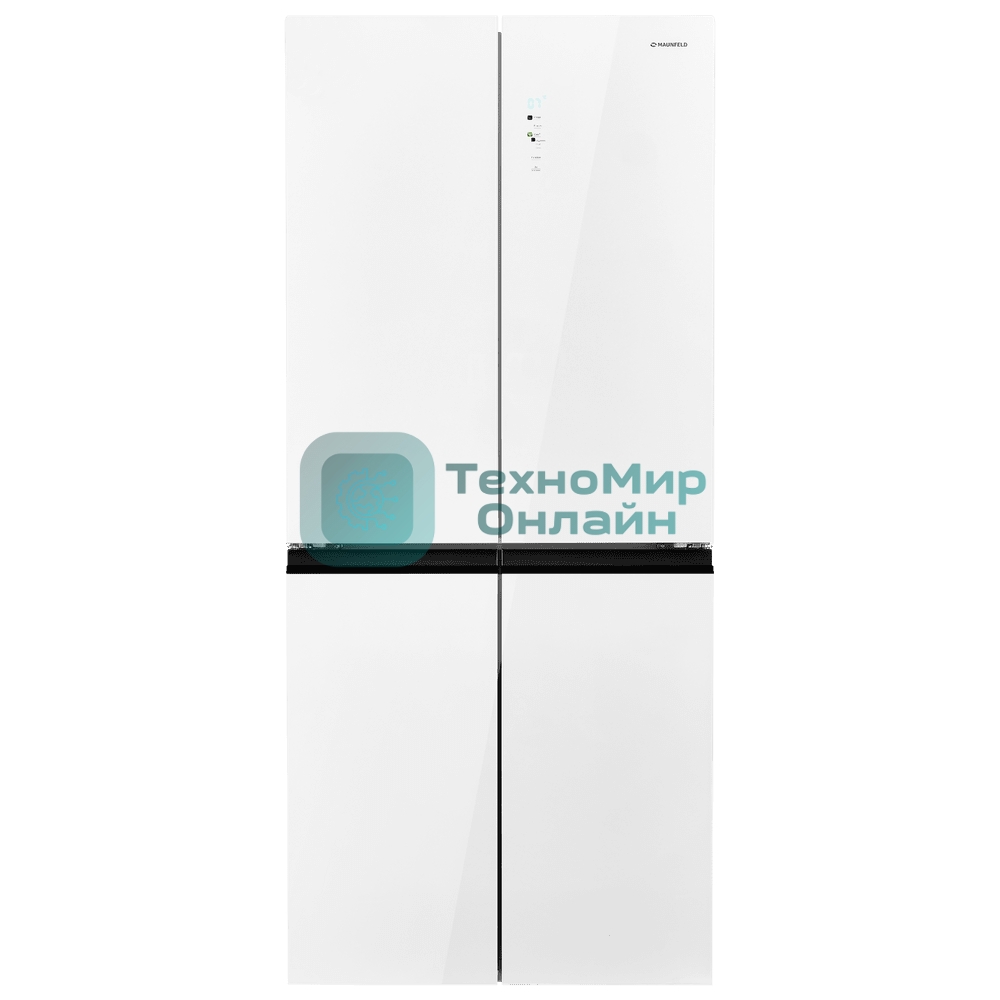 Холодильник Maunfeld MFF192NFPW01 Inverter белый трехкамерный 334/184л морозилка снизу, No Frost, Side by Side