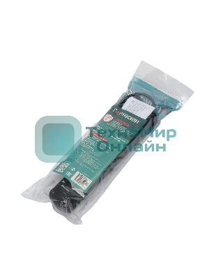 Сетевой фильтр Гарнизон ECL-5-B-1.4, 5 р, 10А, 1.4 м, ур.защиты 4, черный, пакет