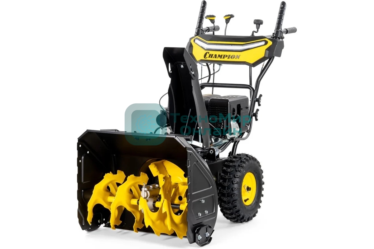 Снегоуборщик Champion ST763E (7лс, 62см, 6F/2R, колеса, 3л, 81кг, эл. стартер, фары, обогрев рук, зимн. двиг.)