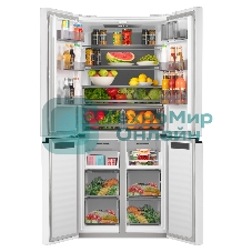 Холодильник Maunfeld MFF192NFPW01 Inverter белый трехкамерный 334/184л морозилка снизу, No Frost, Side by Side