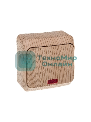 Выключатель 1-кл. ОП Этюд Дача 10А IP20 с индик. сосна SchE BA10-005D