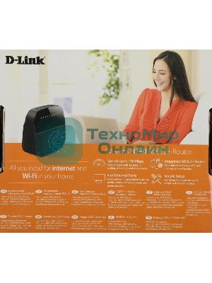 Роутер беспроводной D-Link DSL-2640U/R1A ADSL2+ черный ANNEX А