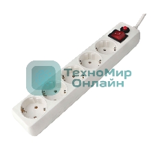 Сетевой фильтр Гарнизон EHLW-3, 5 р, 10А 5 м белый