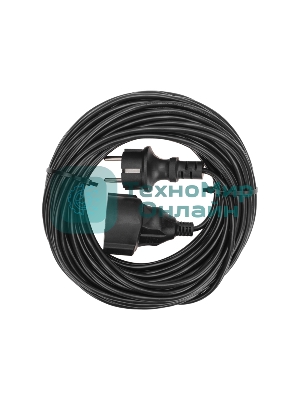 Удлинитель-шнур PROconnect ПВС 3х0,75 мм², 20 м, с/з, 6А, 1300 Вт, IP20, черный