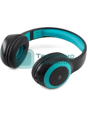 Беспроводные/проводные наушники Digma BT-15 черный/голубой, накладные, Bluetooth + проводной, складная конструкция, до 10 ч