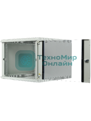 Шкаф настенный ЦМО ШРН-Э-9.650 9U 600x650мм пер.дв.стекл несъемные бок.пан. серый