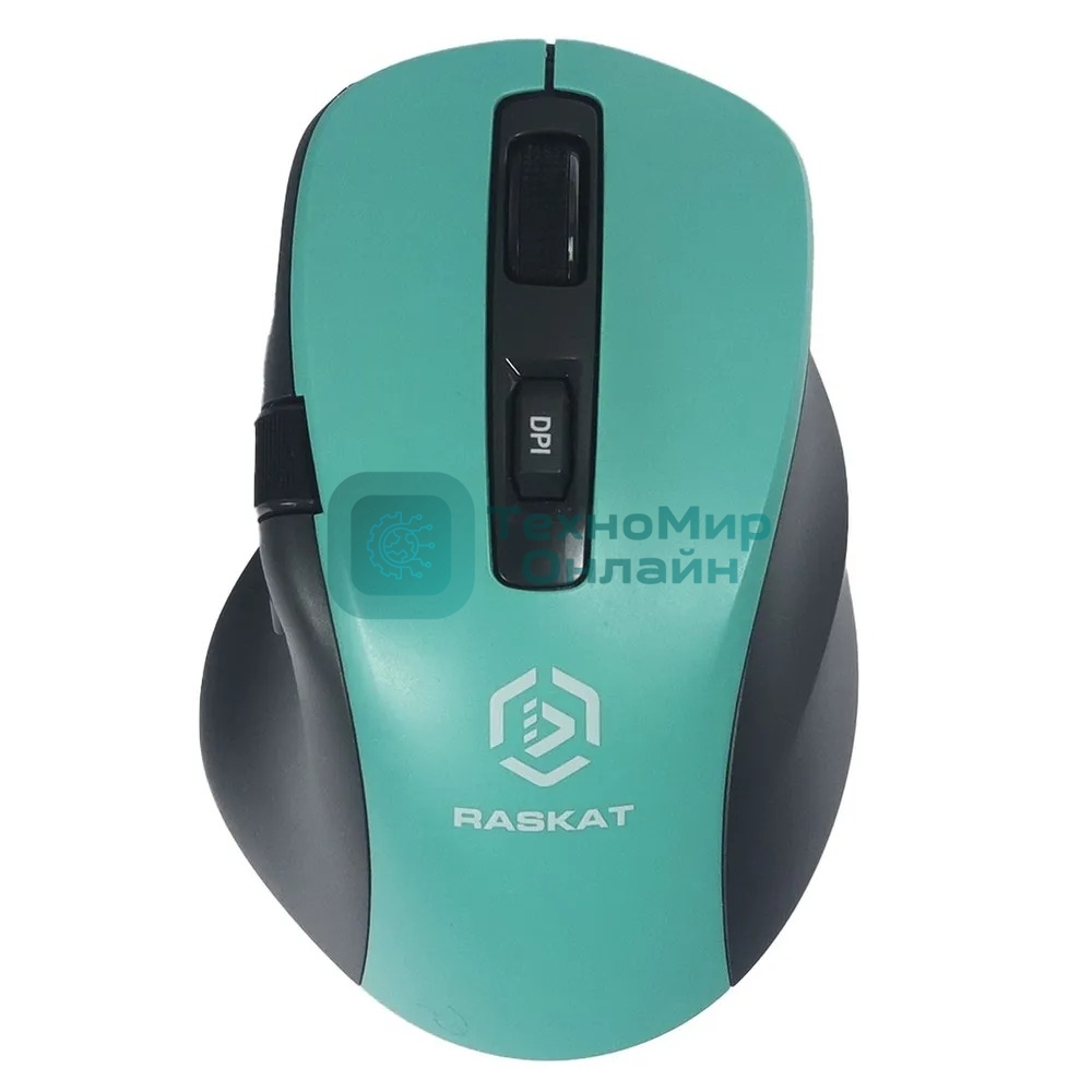 Мышь беспроводная Raskat M020W зеленый/черный, 2400 dpi, радиоканал, Bluetooth, USB, кнопки - 7