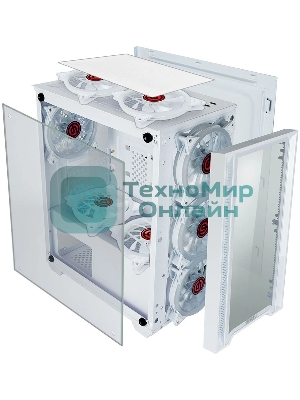 Компьютерный корпус Ginzzu CL610 mATX FAN 4*12FRGb белый
