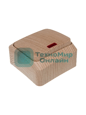 Выключатель 1-кл. ОП Этюд Дача 10А IP20 с индик. сосна SchE BA10-005D