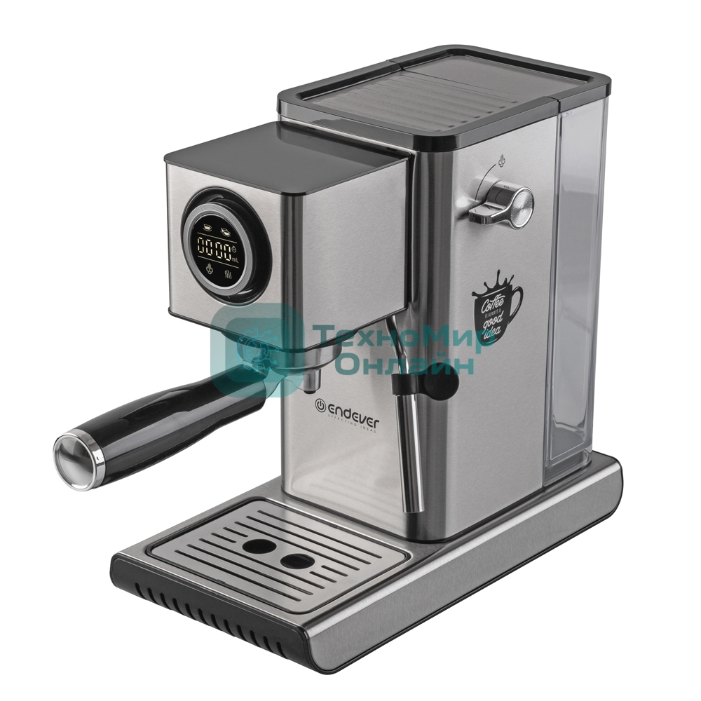 Кофеварка рожковая Endever Costa-1090 стальной, исп. кофе - молотый, 1,2 л, 1400 Вт, 15 бар