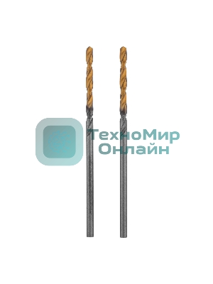 Сверло спиральное по металлу Denzel 2 x 49мм, Р6М5, Golden Tip, 2 шт.