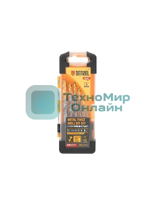 Набор сверл по металлу Denzel 2-8мм, Р6М5К8-TiN, Golden Tip, 6 шт