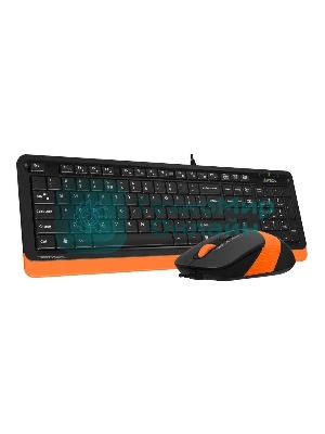 Комплект клавиатура+мышь A4Tech FStyler F1010 проводной, USB, 1600 DPI, чёрный/оранжевый