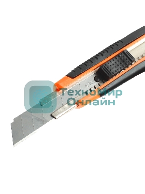 Нож строительный PATRIOT, CKA-182, с выдвижным сегментированным лезвием, автофиксатор, двухкомпонентный пластиковый корпус,18мм