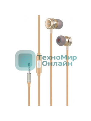 Проводные наушники Hoco M16 золотой, внутриканальные, Jack 3.5 мм