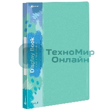 Папка с 10 прозрачными вкладками Бюрократ Pastel PAST10GRN A4, пластик, 0.5мм, торцевой карман с бумажной вставкой, мятный