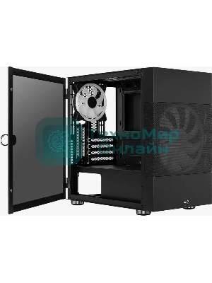 Компьютерный корпус Aerocool/Formula Atomic V1 без БП, mATX, боковое окно (закаленное стекло), черный