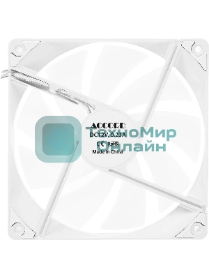 Вентилятор для корпуса Accord ACC-C14 ARGb 140х140x25 белый 3-pin 26дБ (ACC-C14 ARGb белый) brown box