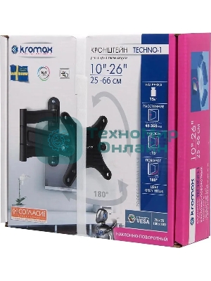 Кронштейн для телевизора Kromax TECHNO-1 темно-серый, 10
