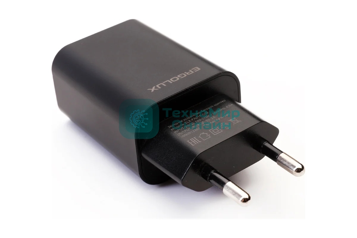 Сетевое зарядное устройство Ergolux ELX-РA01P-C02 ПРОМО 1USB 100-220В 5в/2А пакет черный