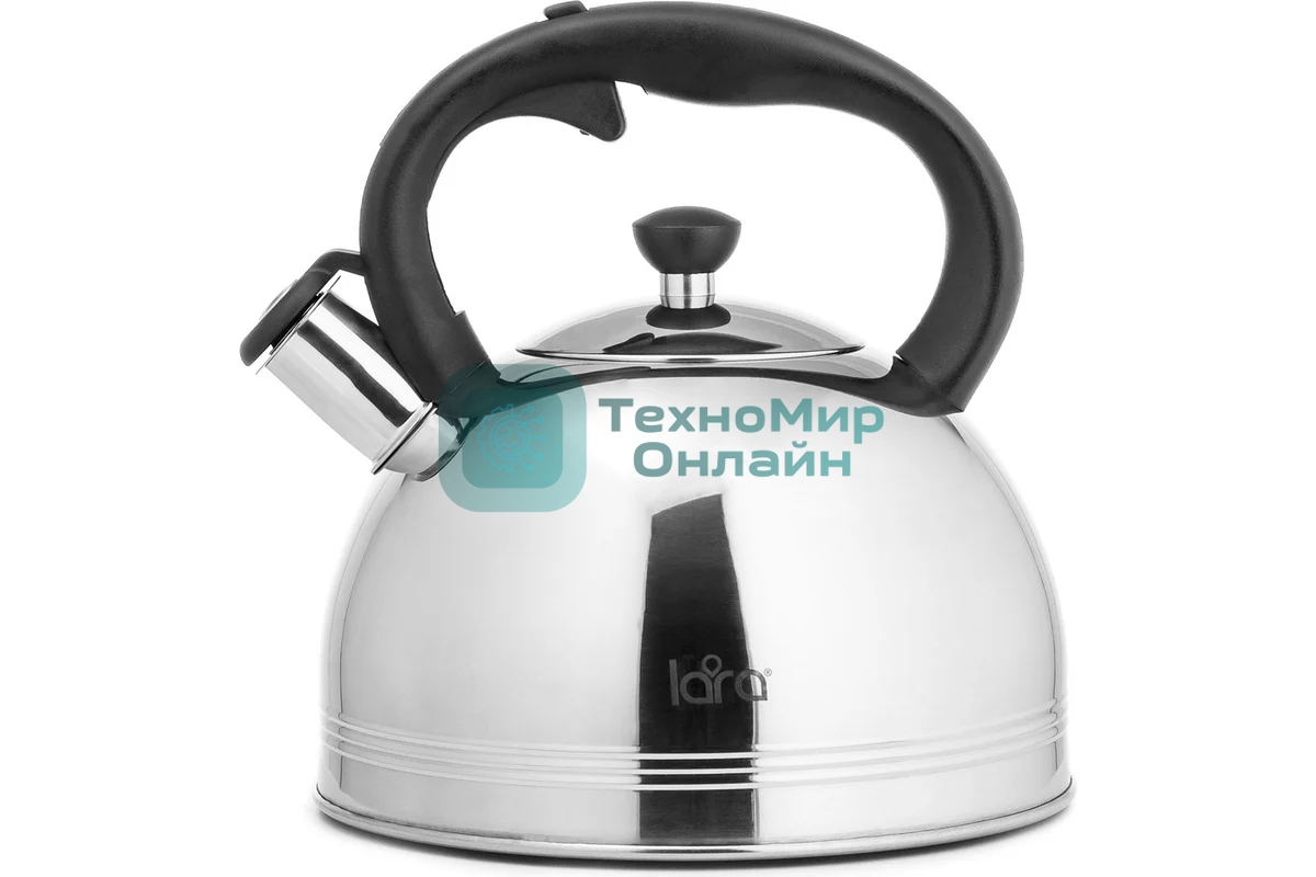 Чайник для плиты металлический Lara LR00-64, (матовый) 4 л, автоподъем крышки, индукционное капсулированное дно, нейлон. ручка