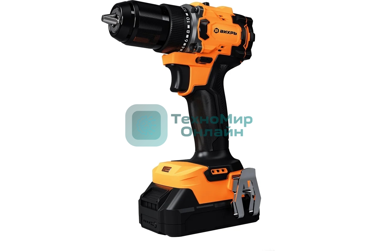 Дрель-шуруповерт аккумуляторная Вихрь ДА-20Л-2К/БП 72/14/67, Аккумуляторная, 20В, 2 АКБ, Кейс