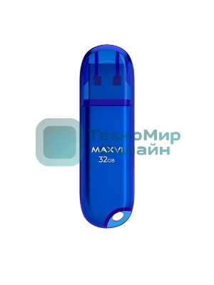 Флешка USB Maxvi P1 32Gb USB 2.0 blue, монолит с колпачком, ABS пластик