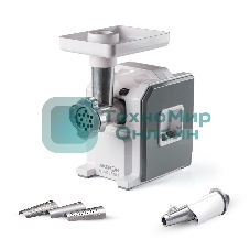 Мясорубка электрическая Аксион М43.04 белый/серый, 1900 Вт, 2.0 кг/мин, реверс, защита от перегрузки, насадки - 6 Мясорубка электрическая Аксион М43.04 белый/серый, 1900 Вт, 2.0 кг/мин, реверс, защита от перегрузки, насадки - 6