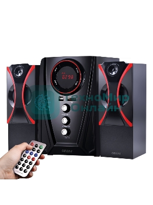 Мультимедийная акустическая система GINZZU GM-407 2.1 с Bluetooth. Выходная мощность (RMS) 40 Вт. Диапазон воспроизводимых частот: 40Гц - 20КГц. Bluetooth: V2.1. Встроенный аудио-плеер: SD-card, USB-flash до 32 Gb. FM радио: 87.5МГц - 108.0МГц. Вход AUX: стерео вход (2RCA). Пульт дистанционного управления - 21 кнопка. Эквалайзер: обычный, джаз, рок, поп, классика.