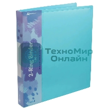 Папка на 2-х кольцах Бюрократ Pastel PAST0812/2RBLUE A4, пластик, 0.5мм корешок 27мм, торцевой карман с бумажной вставкой, голубой