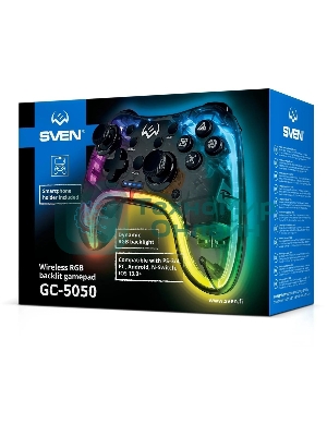 Геймпад SVEN GC-5050 черный Bluetooth Беспроводной виброотдача обратная связь (в компл.:держатель для смартфона/кабель USB) (SV-016029)
