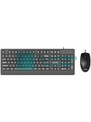 Комплект клавиатура+мышь Philips SPT6247 проводной, USB, 1600 DPI, чёрный