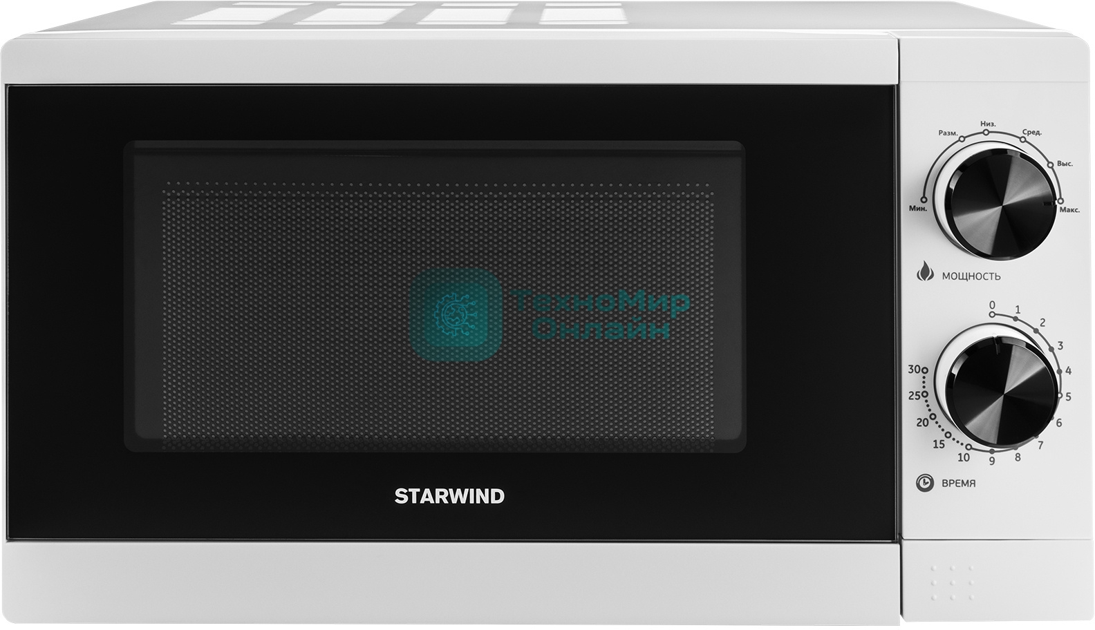 Микроволновая печь Starwind SMW4020 белый, 20 л, 700 Вт, переключатели - поворотный механизм