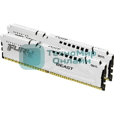 Оперативная память Kingston Fury Beast, DDR5, 32Gb (2x16GB), 6000MHz, CL36, DIMM, с радиаторами, белый