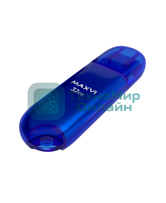 Флешка USB Maxvi P1 32Gb USB 2.0 blue, монолит с колпачком, ABS пластик