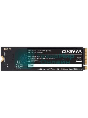 Накопитель SSD Digma Mega P5 DGSM3512GP53T, 512Gb, PCIe 3.0 x4, M.2 2280, NVMe, R/W 2900/2000