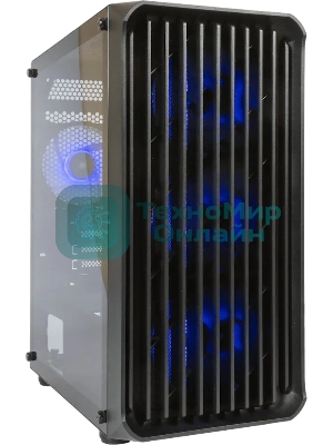 Компьютерный корпус Minitower mATX Eurocase 00-01003411 M205 4ARGb черный без БП закаленное стекло USB 3.0