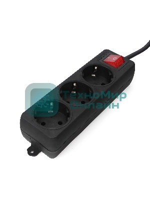 Удлинитель Гарнизон EL-NB-G3-B-3 3р 10А 3 м с выключателем и заземлением, черный